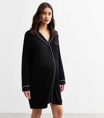 Maternity Black Shirt Night Dress