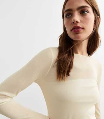 Cream Sheer Long Sleeve Top