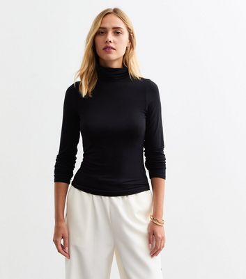 Black Long Sleeve Roll Neck Top New Look