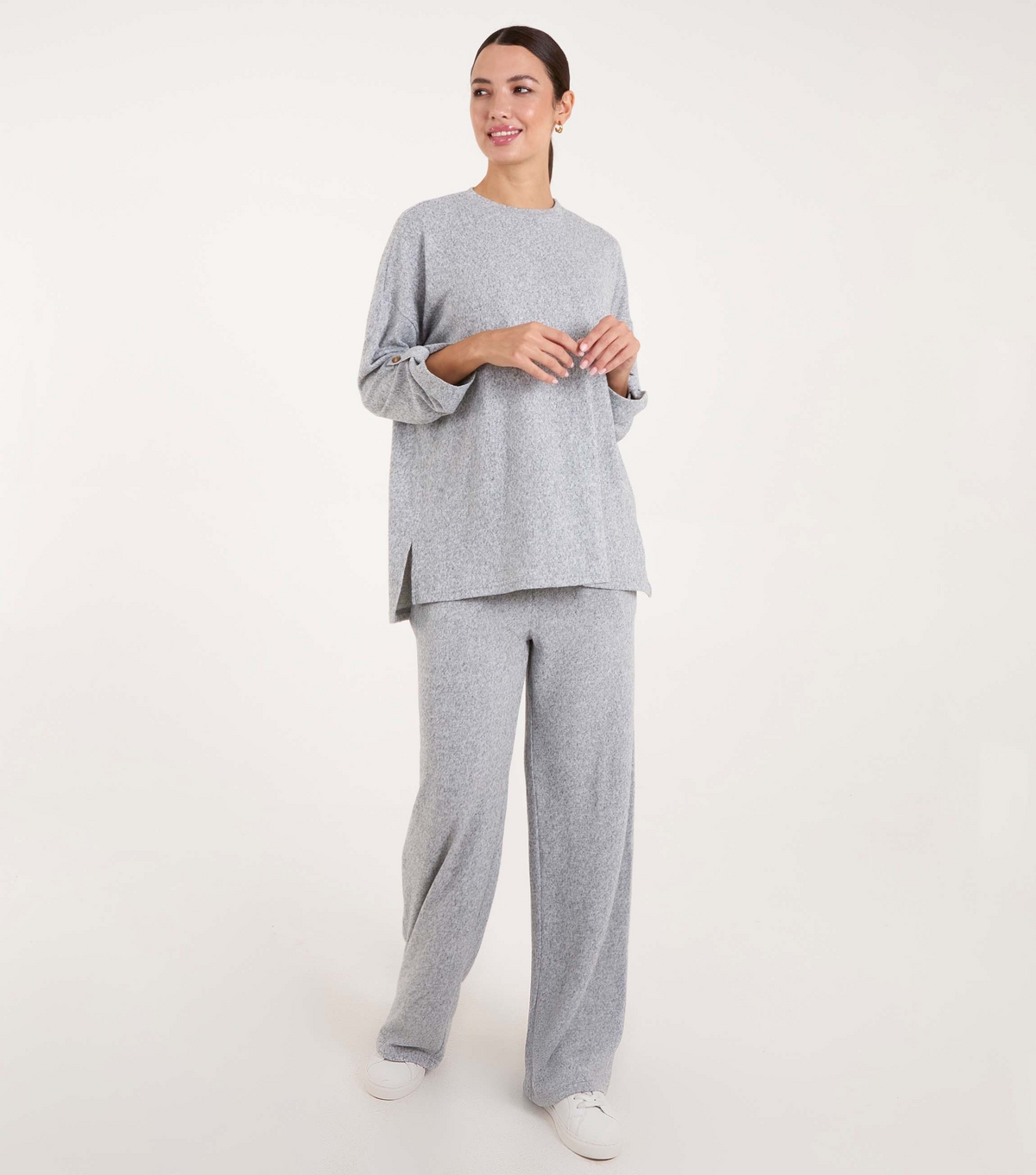 Women's Grey Long Sleeve Oversized Lounge Set Blue Vanilla New Look