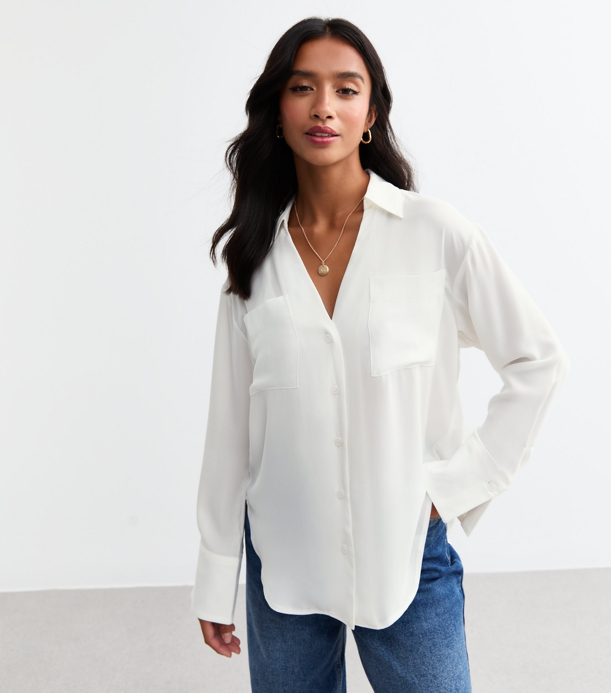 Women's Petite White Long Sleeve Shirt New Look