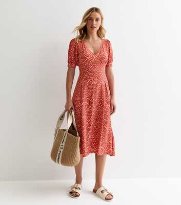 Sunshine Soul Orange Animal-Print Midi Dress