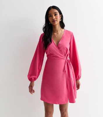Sunshine Soul Pink Long-Sleeve Wrap Dress