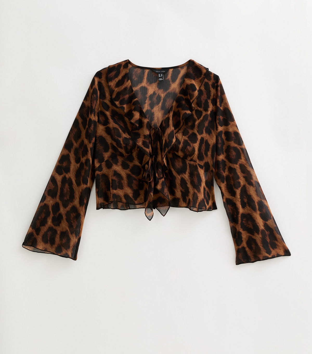 Women's Petite Leopard Print Ruffle Trim Blouse New Look