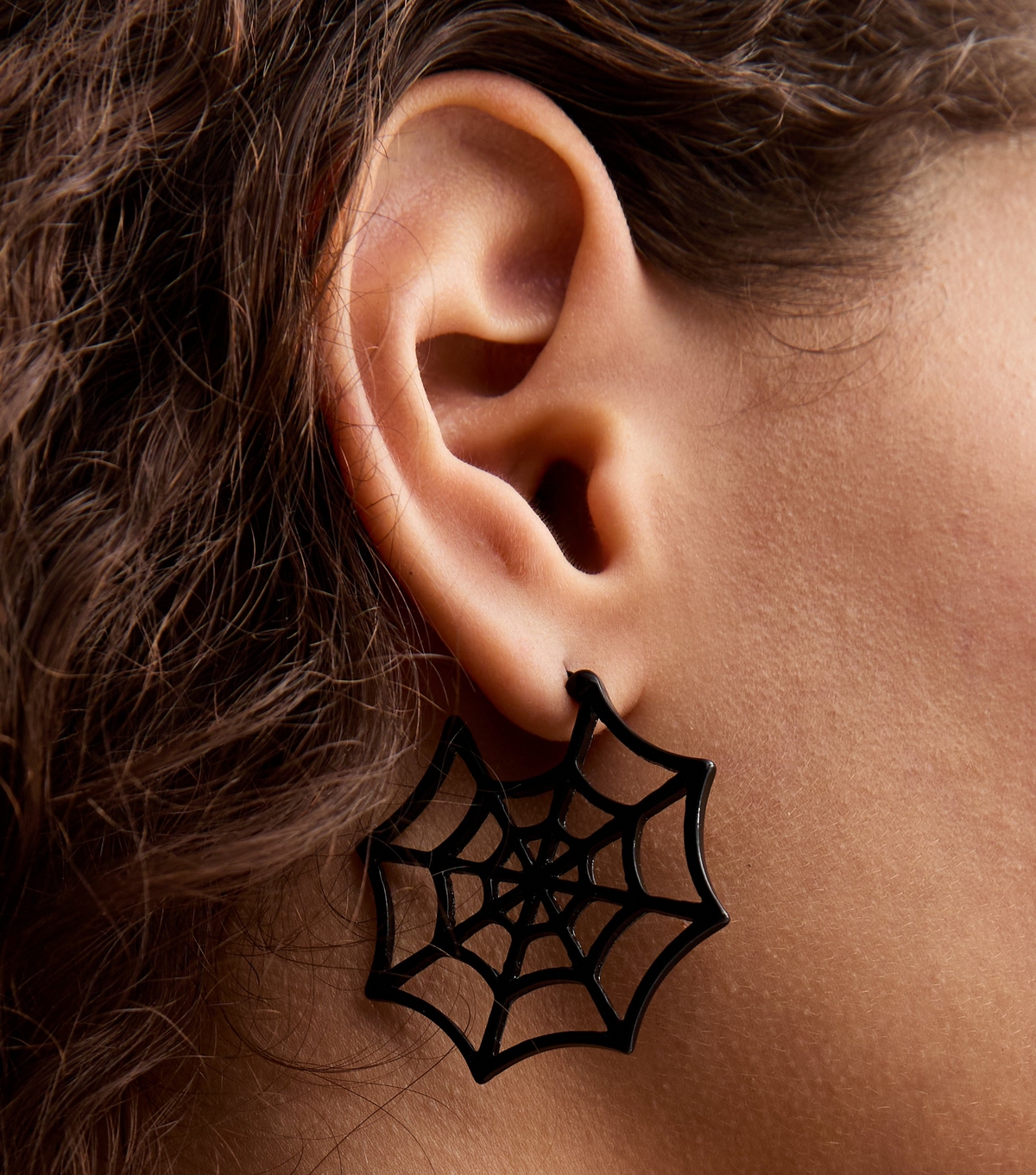 Black Spider Web Halloween Earrings New Look