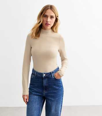 Stand Neck Long Sleeve Jersey Top