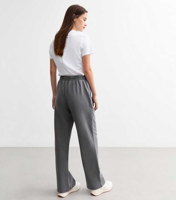 Grey Pintucked Wide Leg Joggers