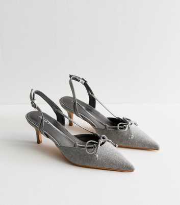 Public Desire Rai Grey Denim Slingback Court Shoes