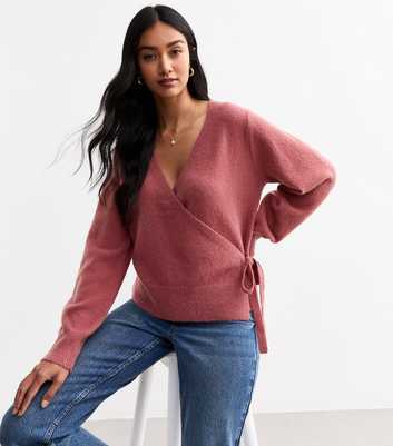 Pink Knit Wrap Jumper