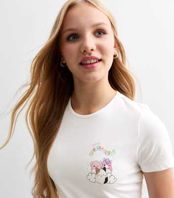 Girls White Squishmallows Print Baby Tee T-Shirt