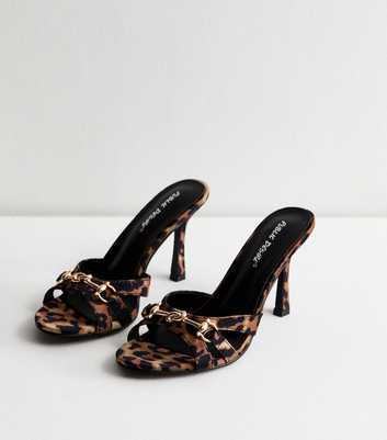 Public Desire Brown Leopard Print Heeled Mules