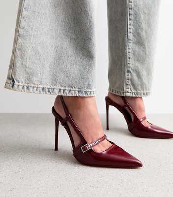 Public Desire Plum Patent Stiletto Heel Court Shoes