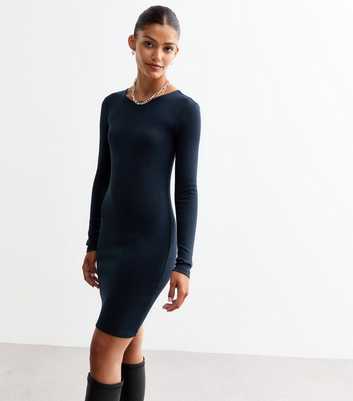 Navy Crew Neck Mini Bodycon Dress