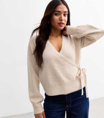 Petite Cream Wrap Jumper