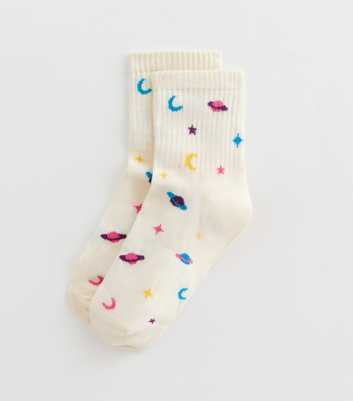 Cream Celestial Tube Socks 