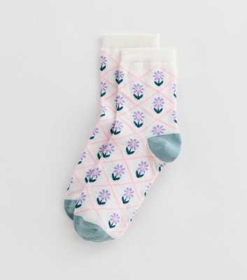 White Floral Socks