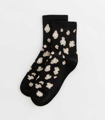 Black Leopard Print Socks 