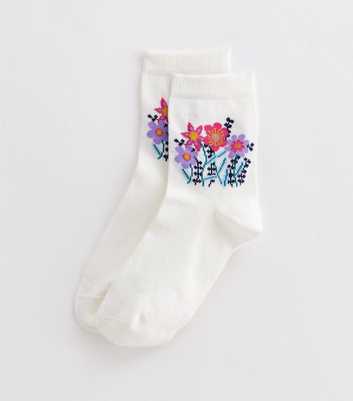 White Floral Socks