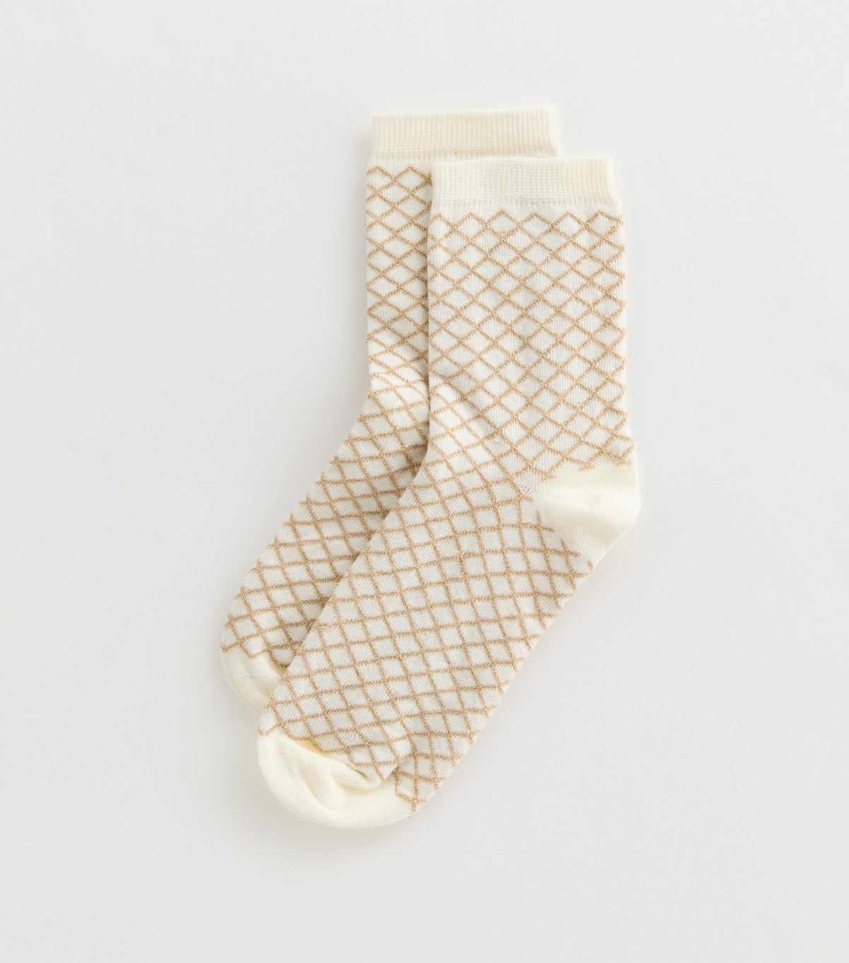 Cream Glitter Diamond Socks New Look