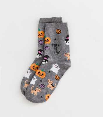 Grey Halloween Trick or Treat Sparkle Socks