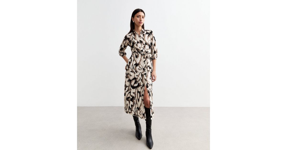 Brown Abstract Print Shirt