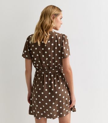 Brown dress with white dots online