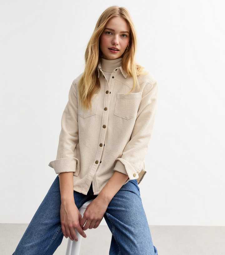 Cream Button Up Corduroy Shirt