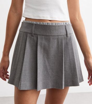 Dark Grey Boxer Detail Pleated Mini Skort | New Look