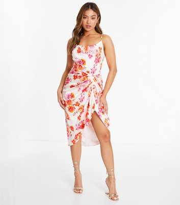 QUIZ Petite Orange Floral Wrap Dress