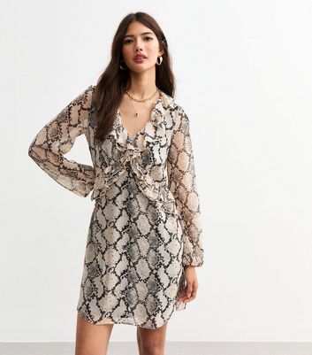 Long sleeve snake print dress hotsell