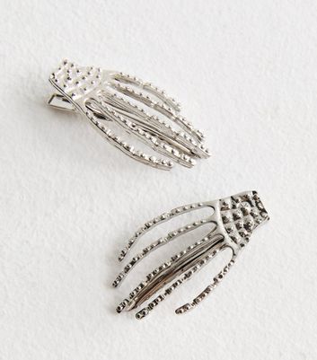 Silver Skeleton Hand Halloween Hair Slides New Look