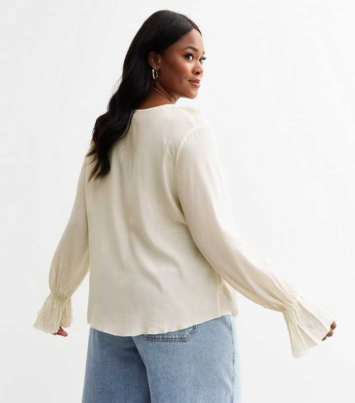 Blouse THE ROW Cream En Crêpe - Top Tunique Avec Col Keyhole, Neuf Avec étiquette