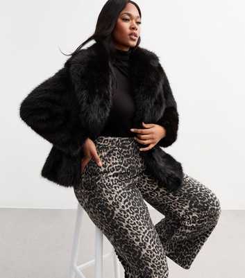 Curves Black Faux Fur Coat