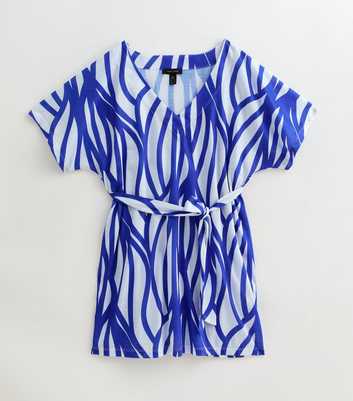 Blue Line-Print Jersey Beach Kaftan Dress