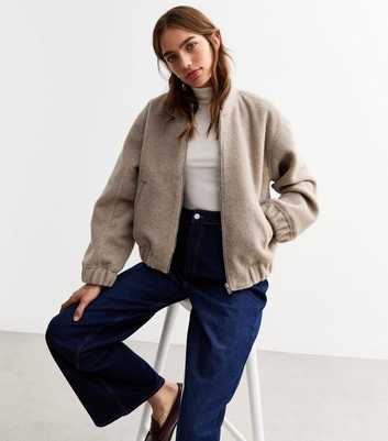 Textured Oversized Bomber Jacket