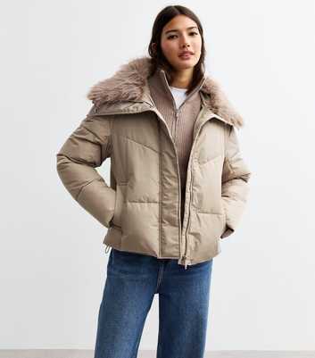 Mink Detachable Faux Fur Collar Padded Jacket