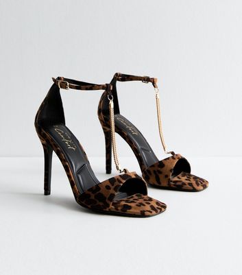 Animal print fashion heeled sandals