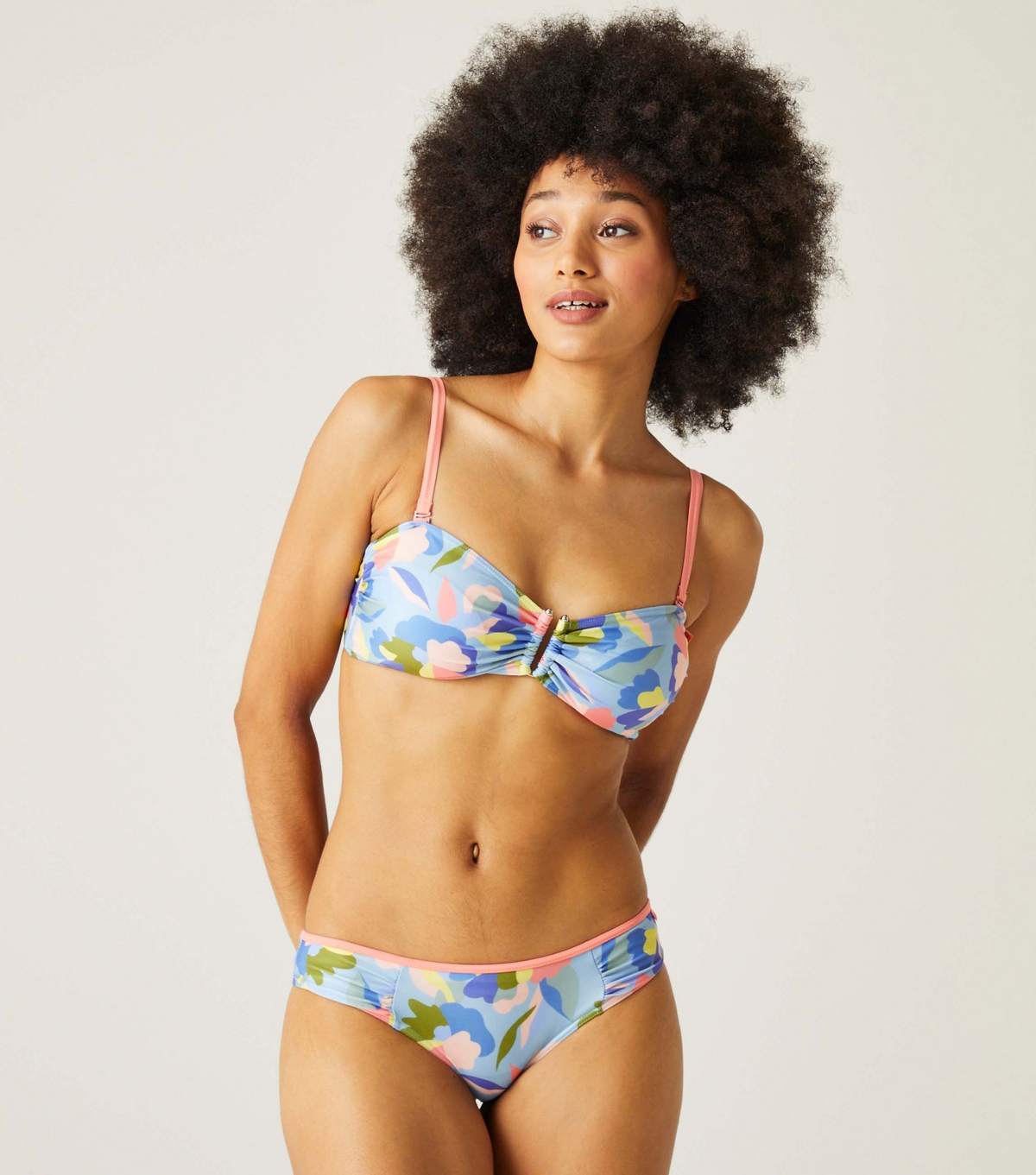 Women's Blue Abstract Floral Aceana III Bikini Top Regatta New Look