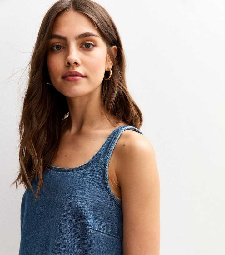 Blue A Line Denim Dress | New Look