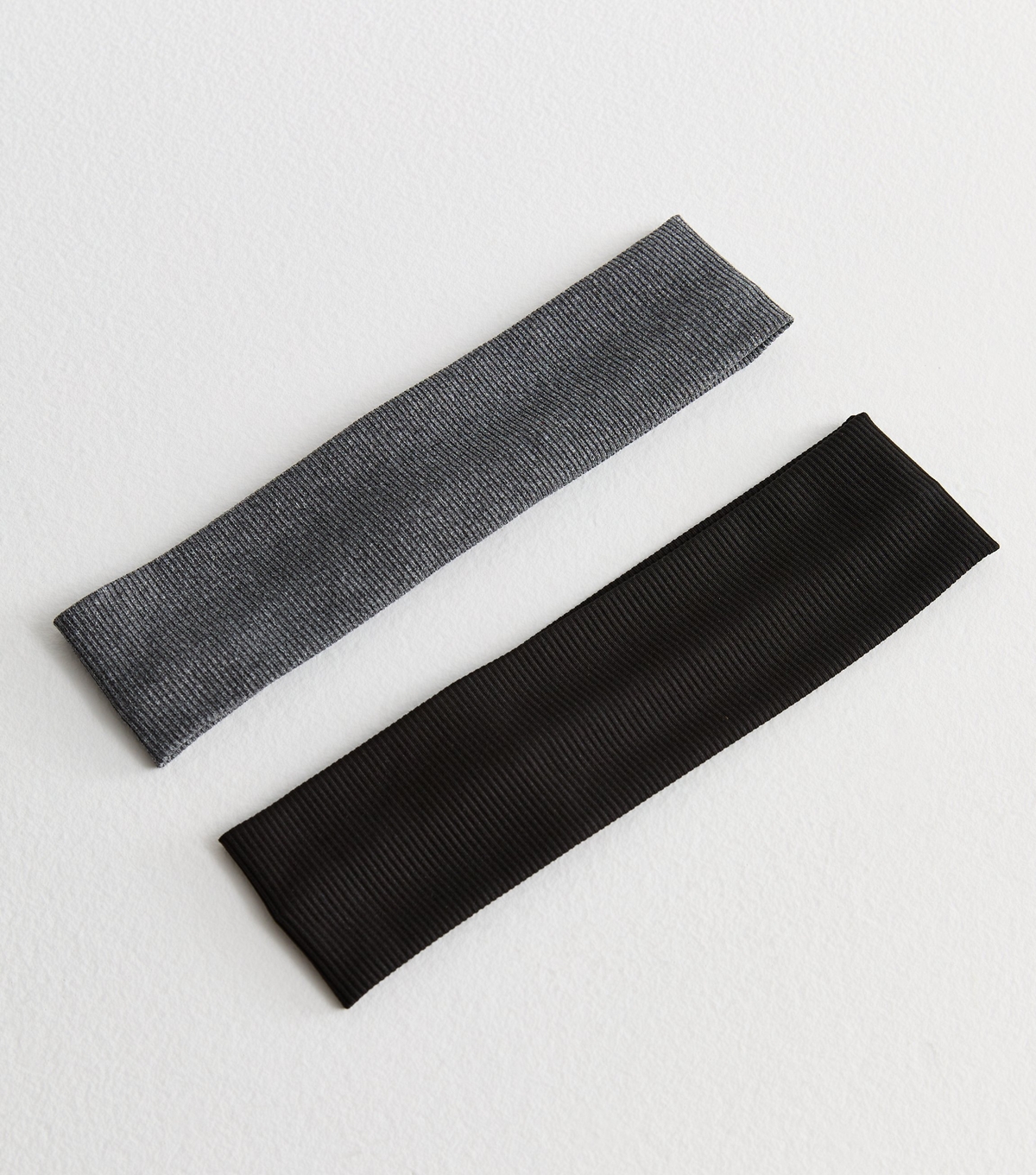 2 Pack of Black and Grey Stretch Headbands New Look