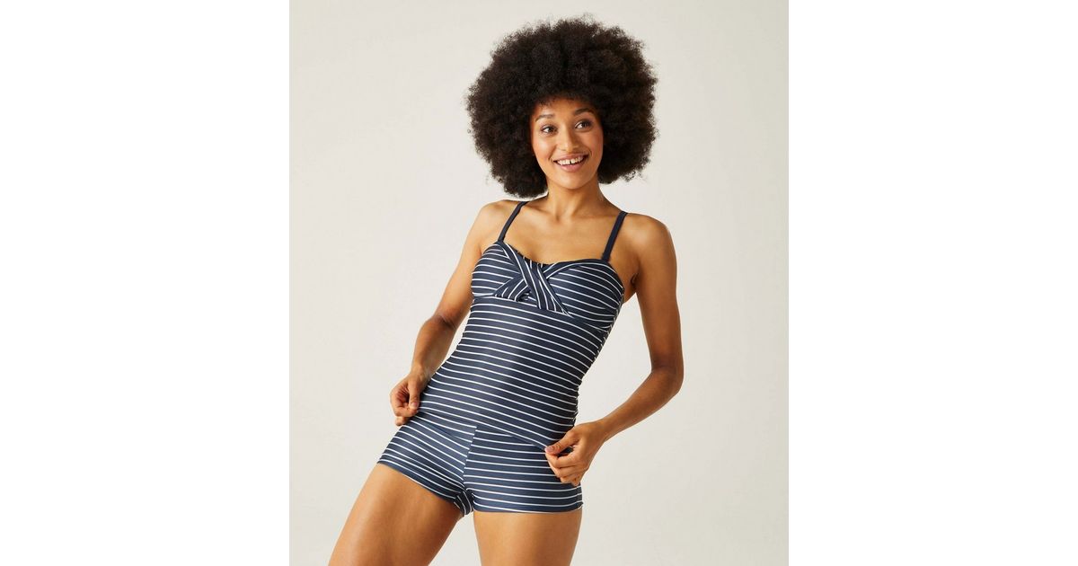 Regatta Navy Stripe Aceana III Tankini Top New Look