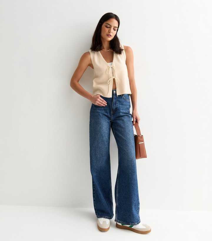 Cream Tie Front Knit Waistcoat