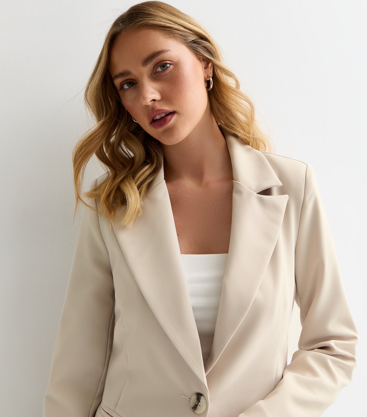 Women's Stone Single-Breasted Blazer Gini London New Look