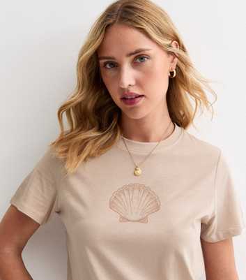 Mink Cotton Shell Print T-Shirt