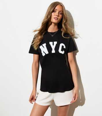 Black Cotton NYC Print T-Shirt