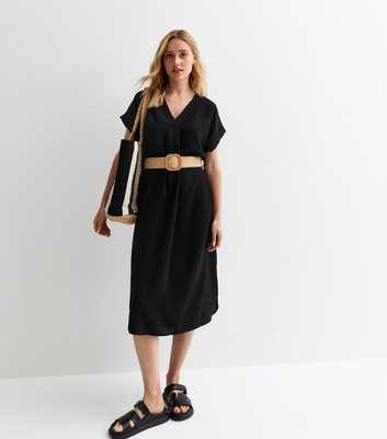 Gini London Black V Neck Midi Tunic Dress