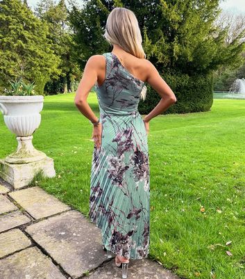 AX Paris Green Floral One-Shoulder Midi Dress New Look