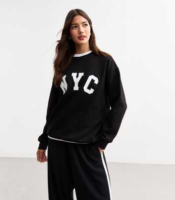 Black NYC Print Jersey Sweatshirt