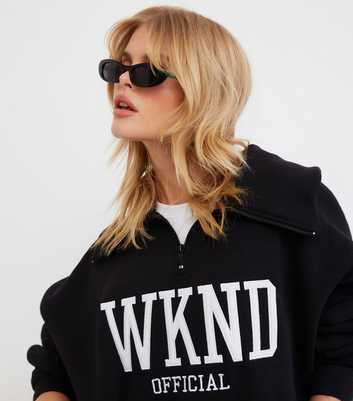 WKNDGIRL Black Half Zip Oversized Sweatshirt