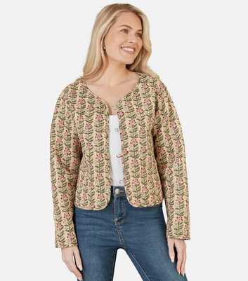 Yumi Stone Cotton Floral Print Reversible Jacket